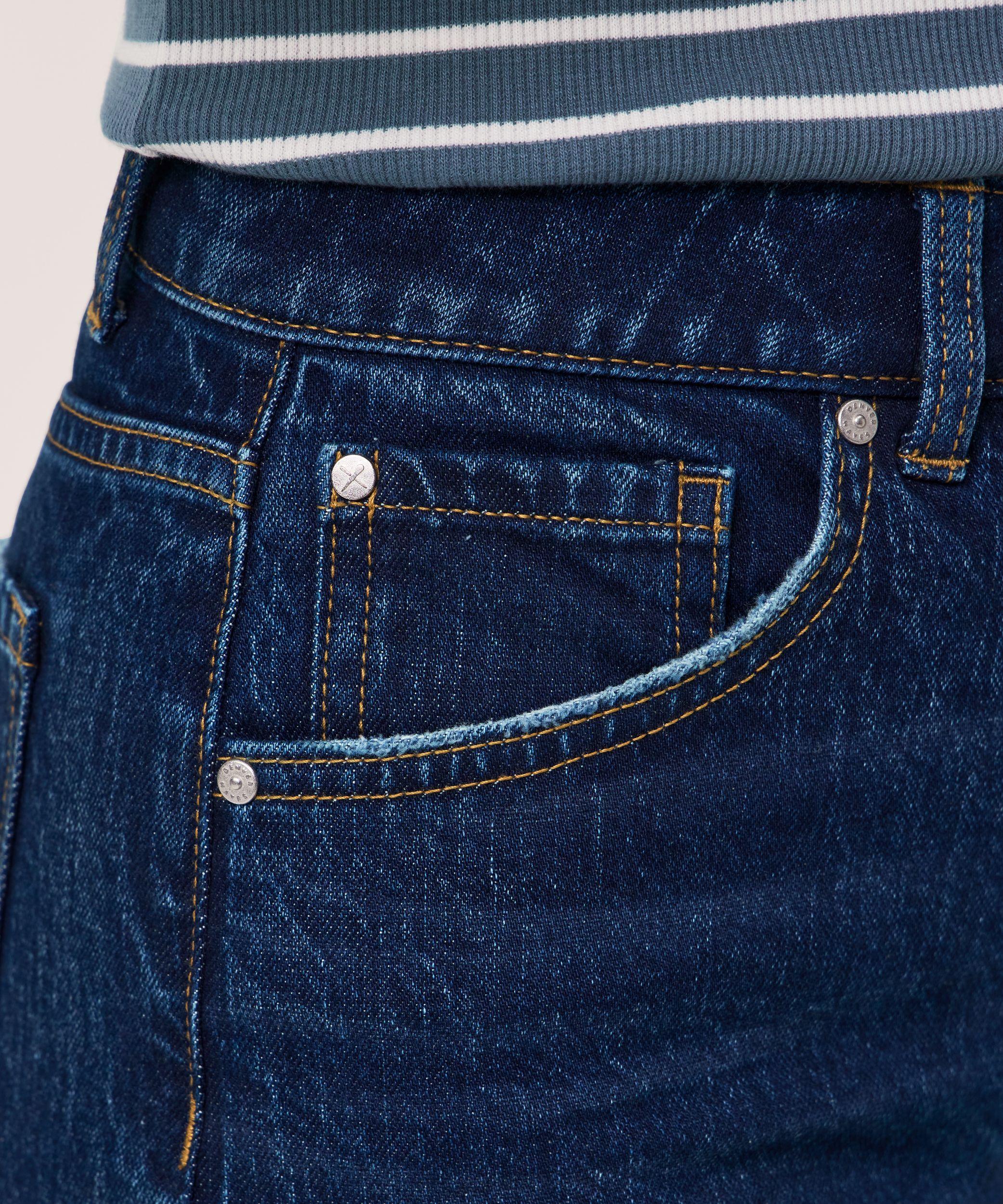 Jean court à jambe droite et à taille haute pour femmes, Denver Hayes