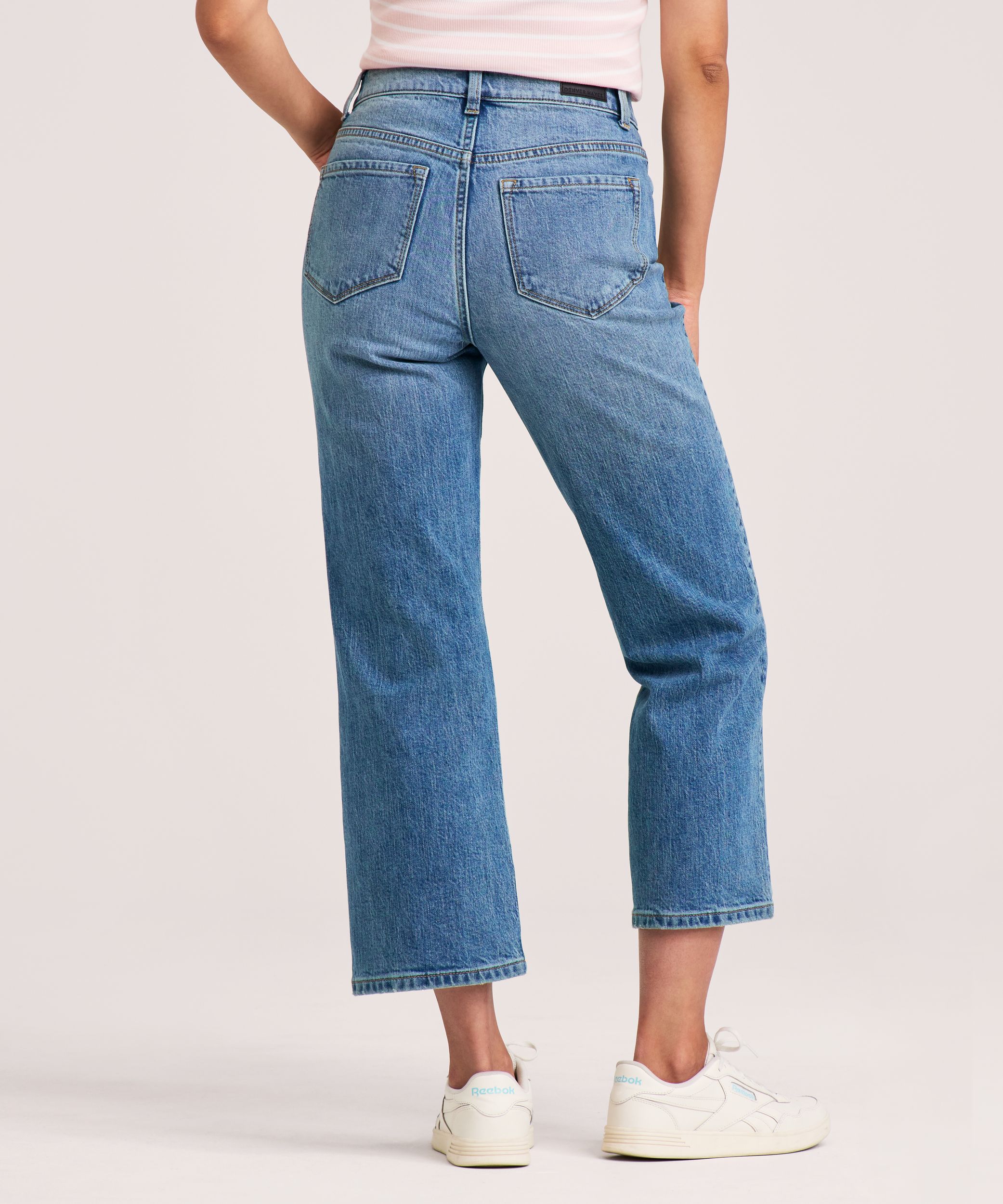 Jean court à jambe droite et à taille haute pour femmes, Denver Hayes