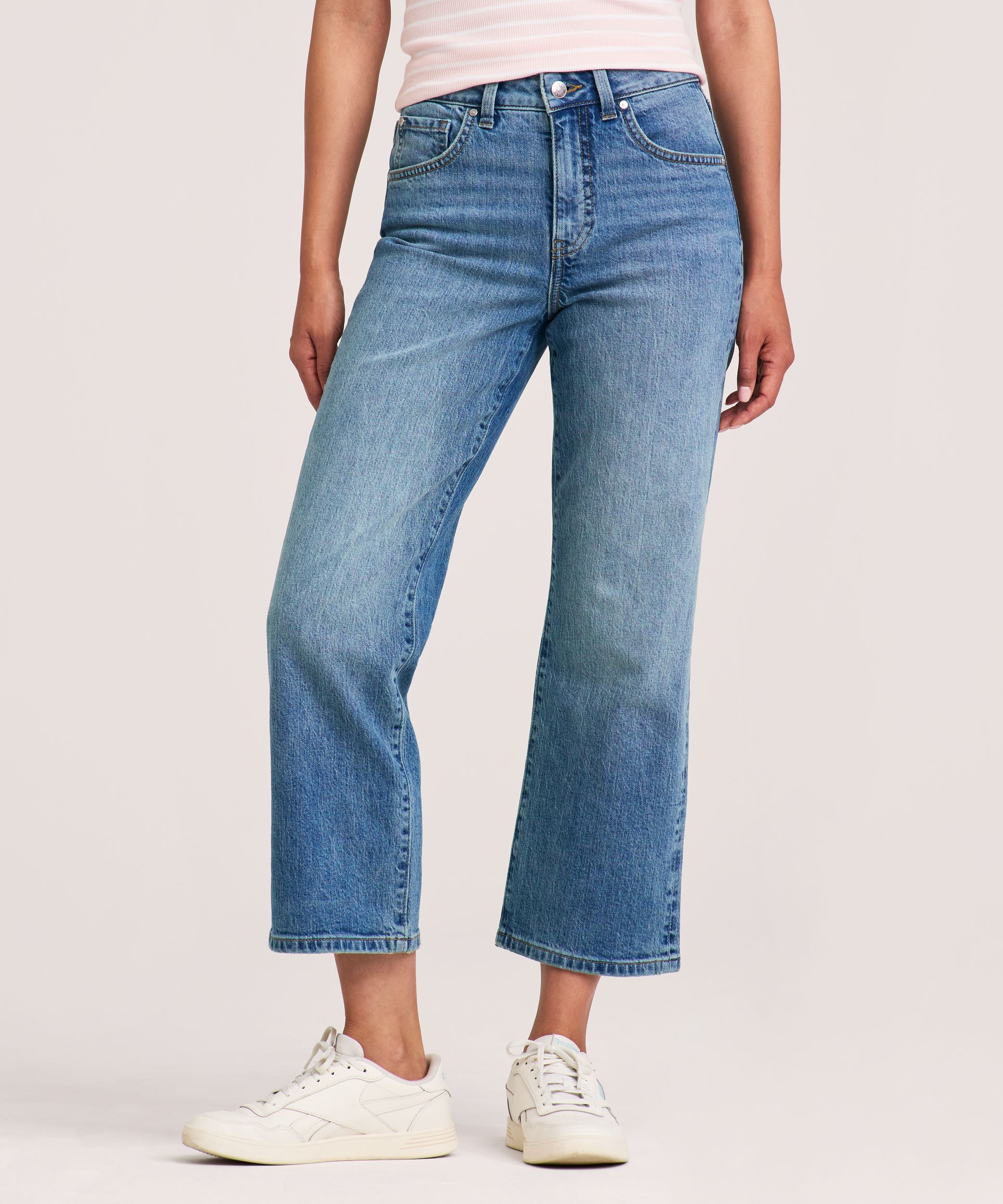 Jean court à jambe droite et à taille haute pour femmes, Denver Hayes