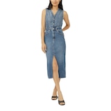 Robe gilet mi-longue pour femmes, Silver Front_Flat