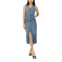 Robe gilet mi-longue pour femmes, Silver Front_Flat