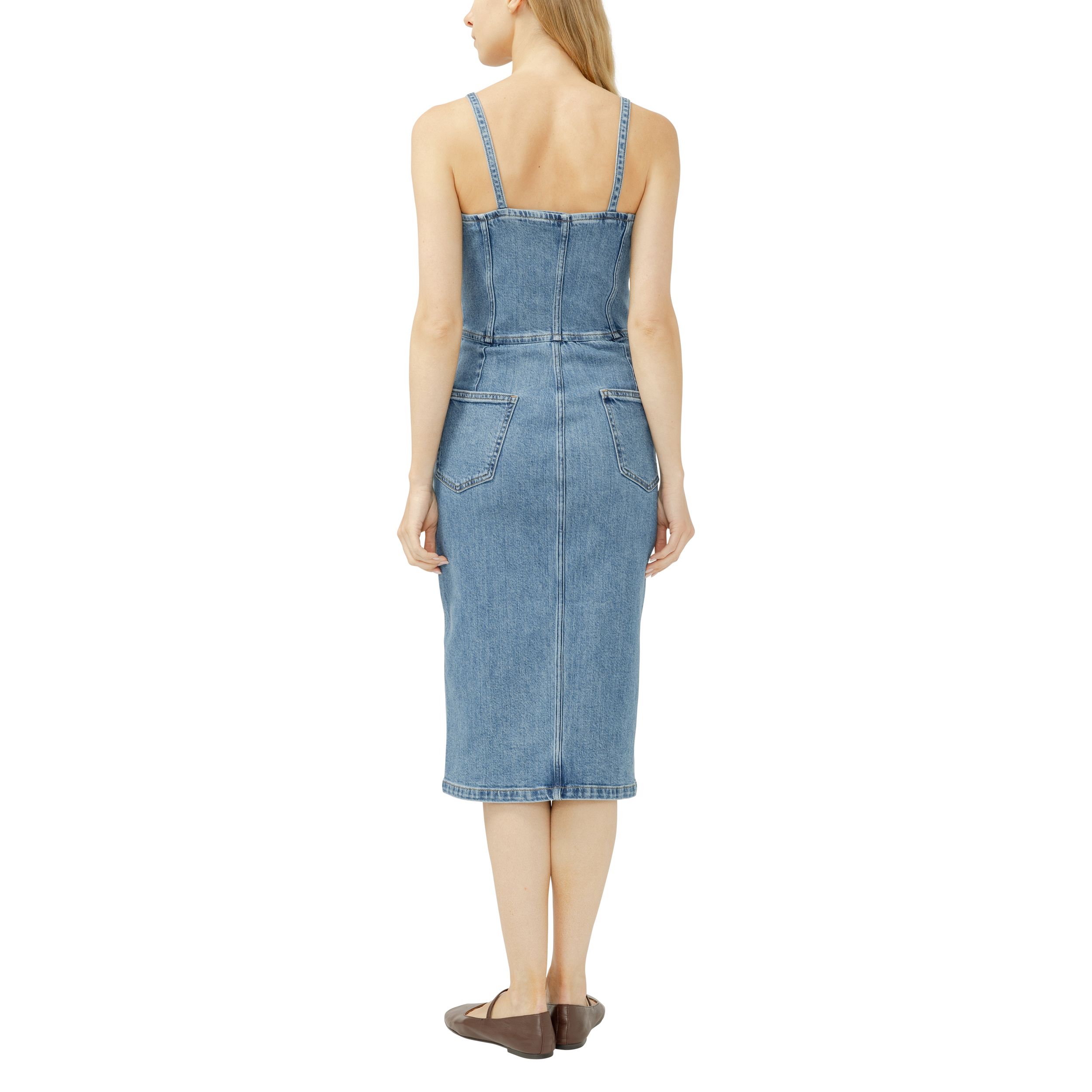 Robe mi-longue en denim pour femmes, Silver