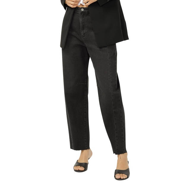 Jean à jambe tonneau pour femmes, Silver