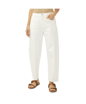 Jean étroit à jambe tonneau pour femmes, Silver