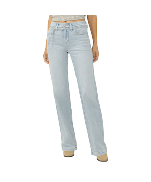 Jean à jambe pantalon avec ceinture pour femmes, Avery, Silver