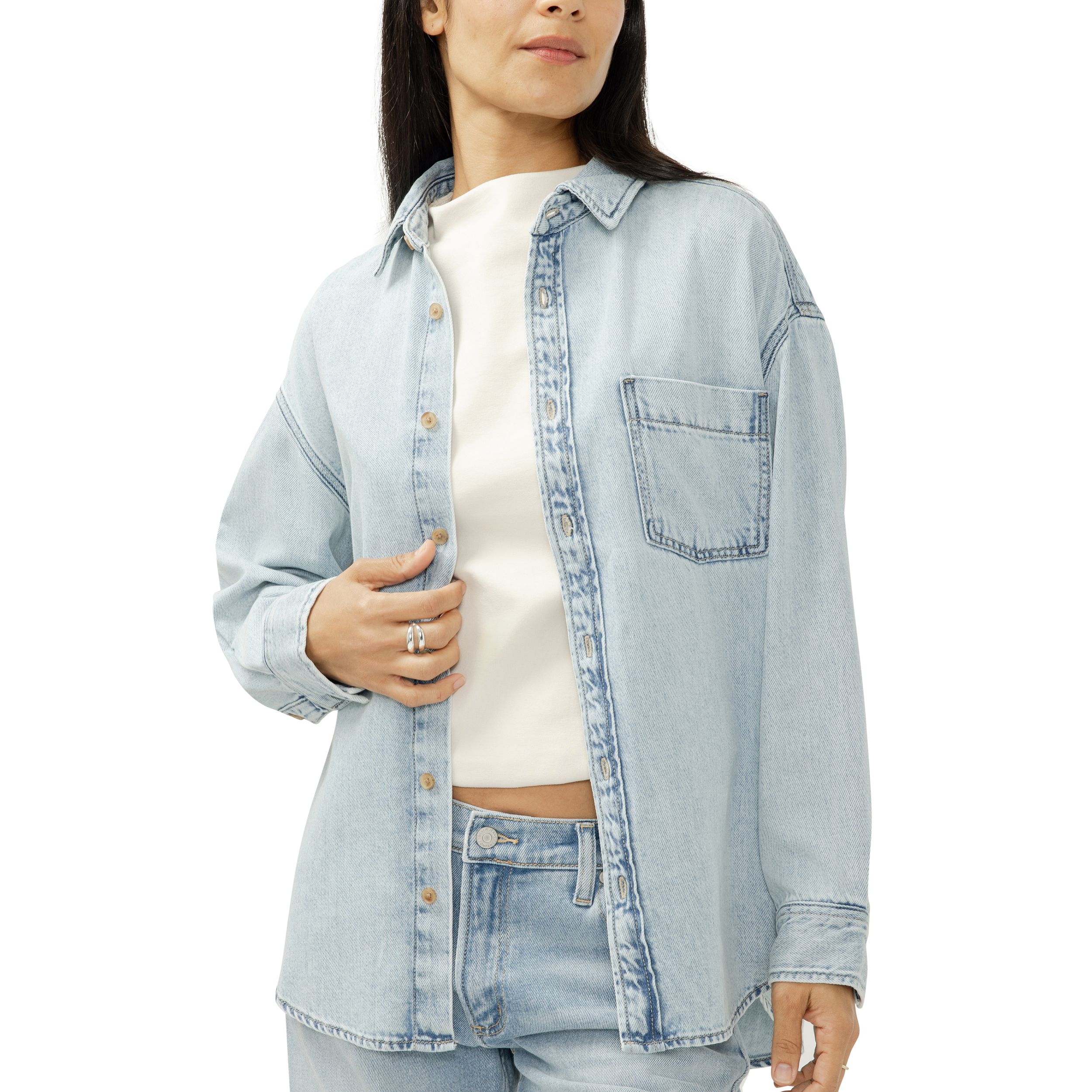 Silver Women's Beach Denim Shirt