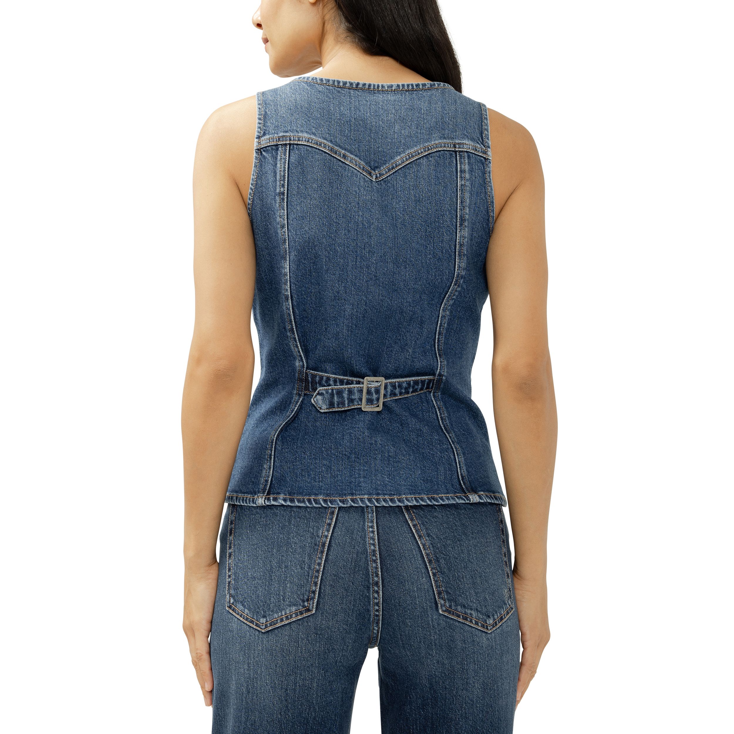Gilet long en denim pour femmes, Silver