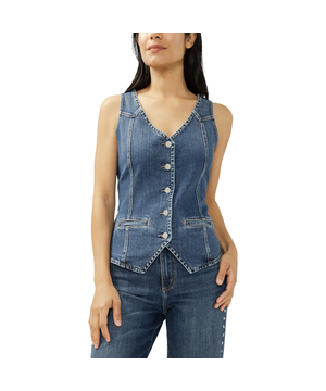 Silver Women's Long Line Denim Vest