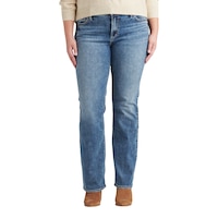 Jean à jambe étroite semi-évasée pour femmes, Elyse, Silver Front_Flat