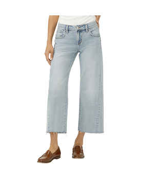 Jean court à jambe large pour femmes, Suki, Silver