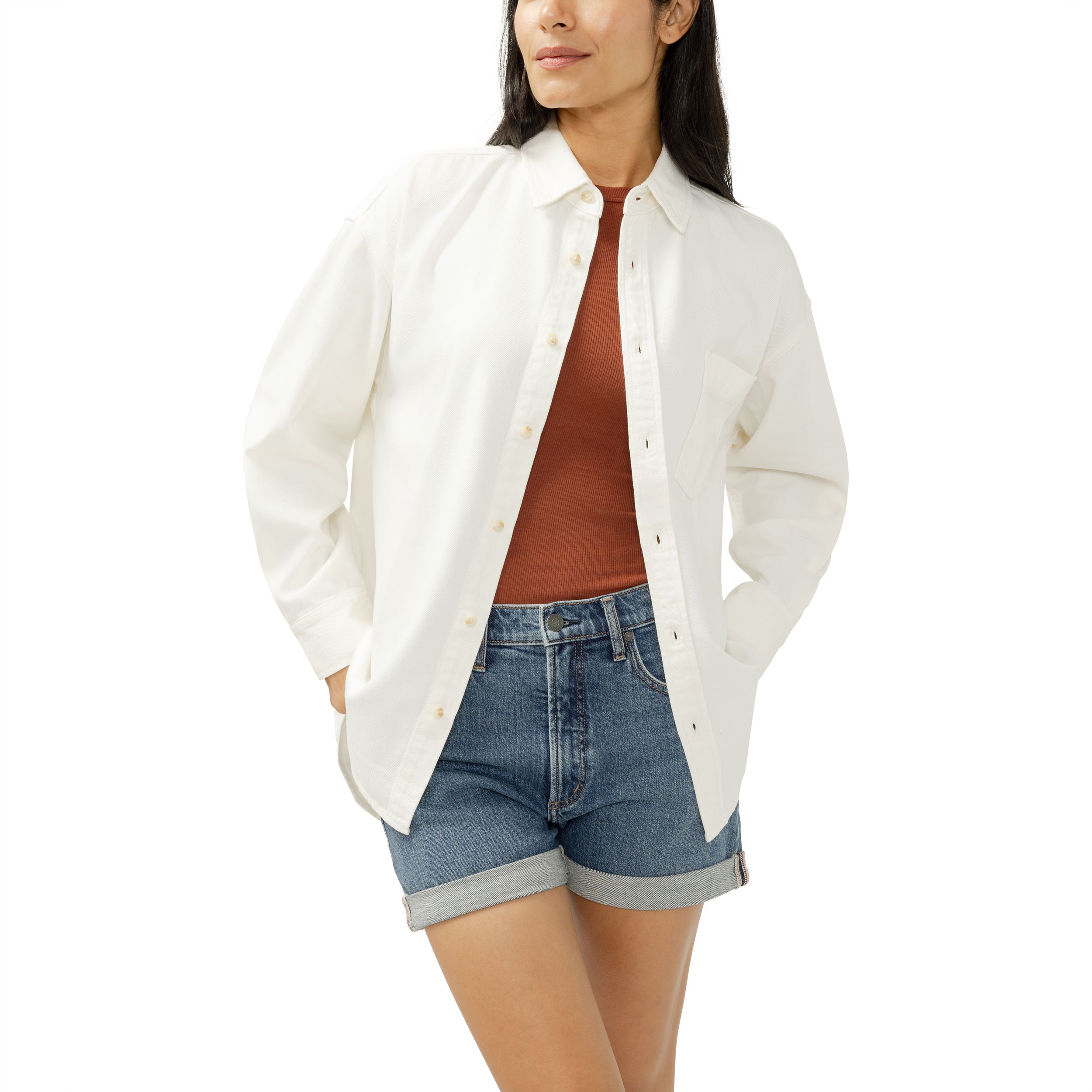 Silver Women's Beach Denim Shirt