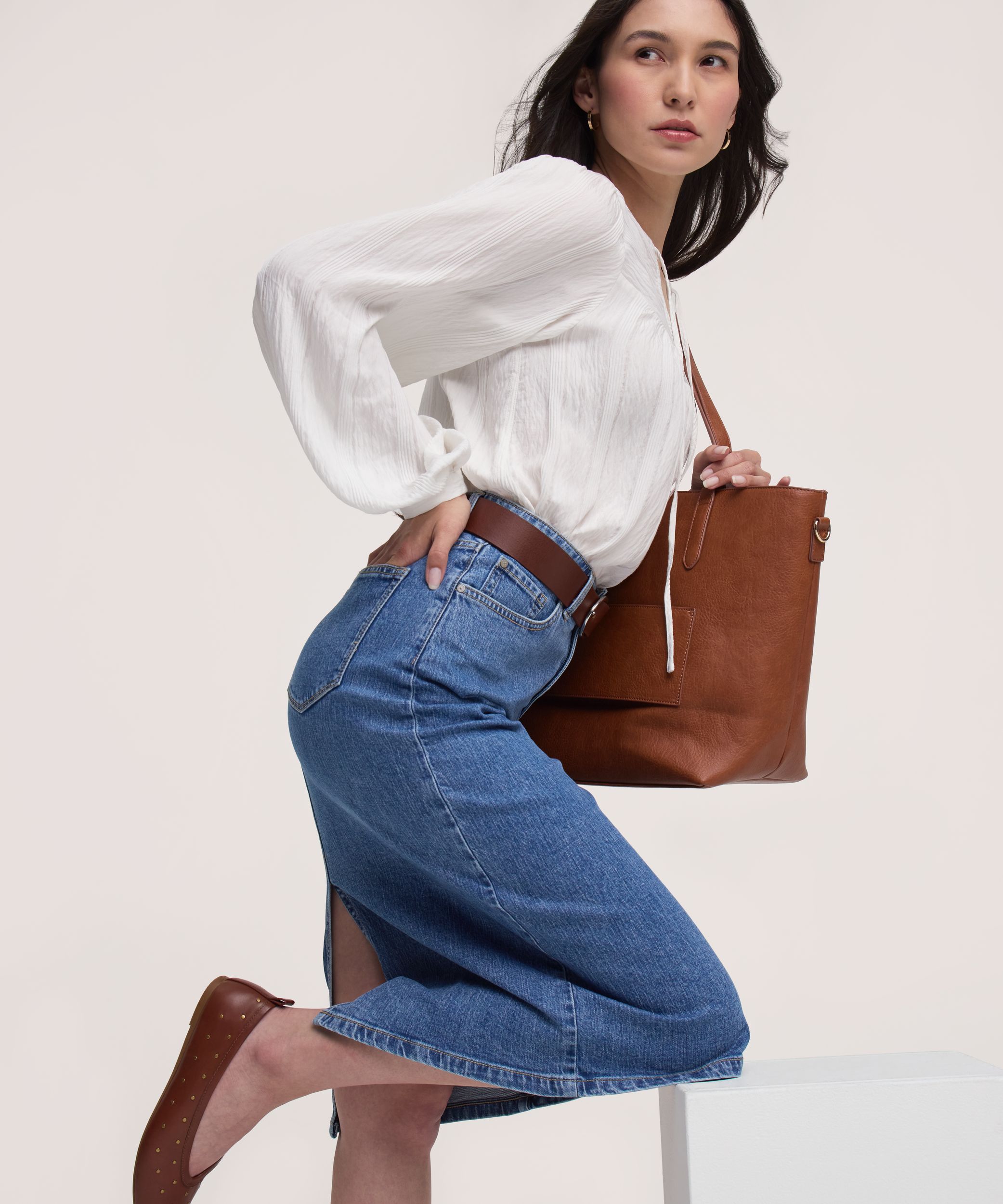 Denver Hayes Women's Denim Midi Skirt
