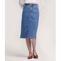 Jupe mi-longue en denim pour femmes, Denver Hayes Front_Flat