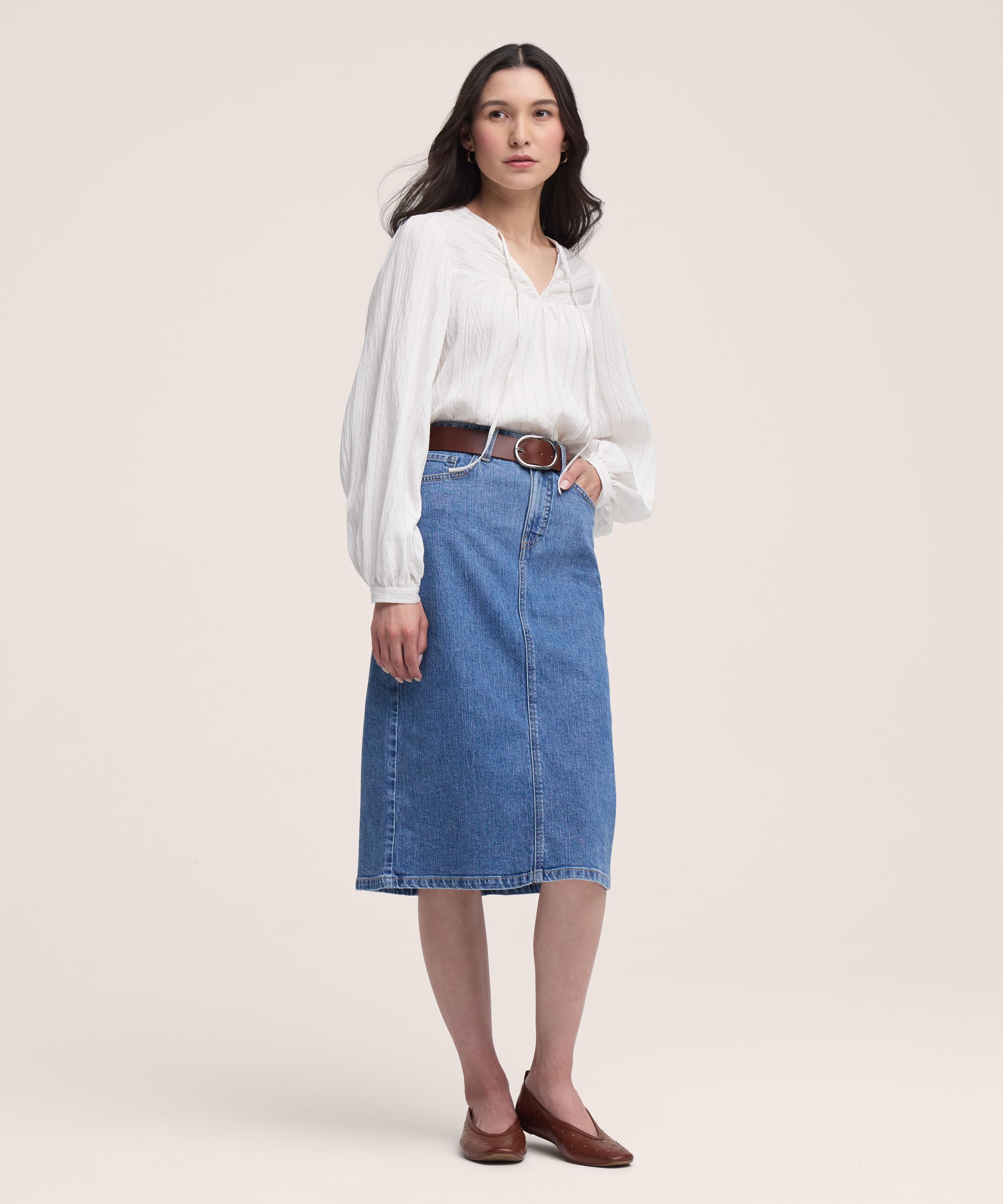 Denver Hayes Women's Denim Midi Skirt