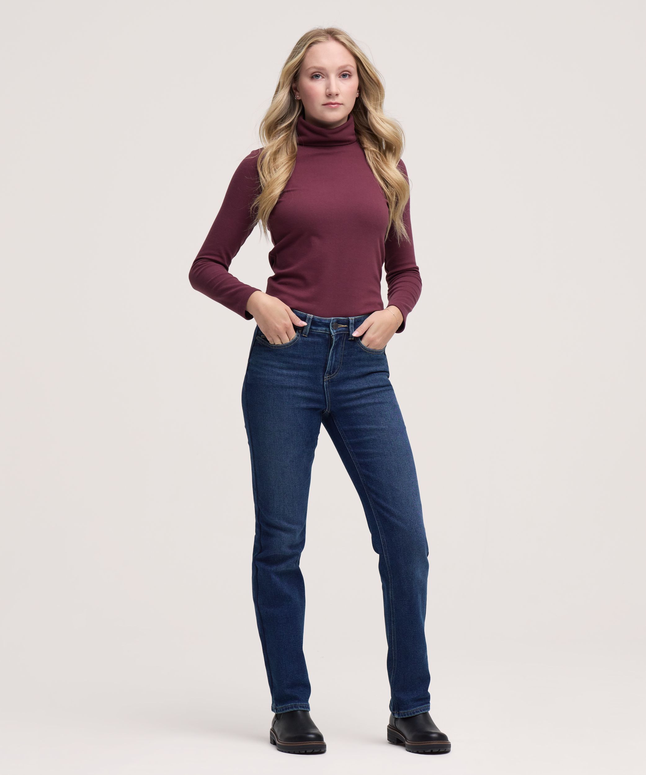 Jean à jambe droite et à taille haute doublé avec T-MAX HEAT pour femmes, WindRiver