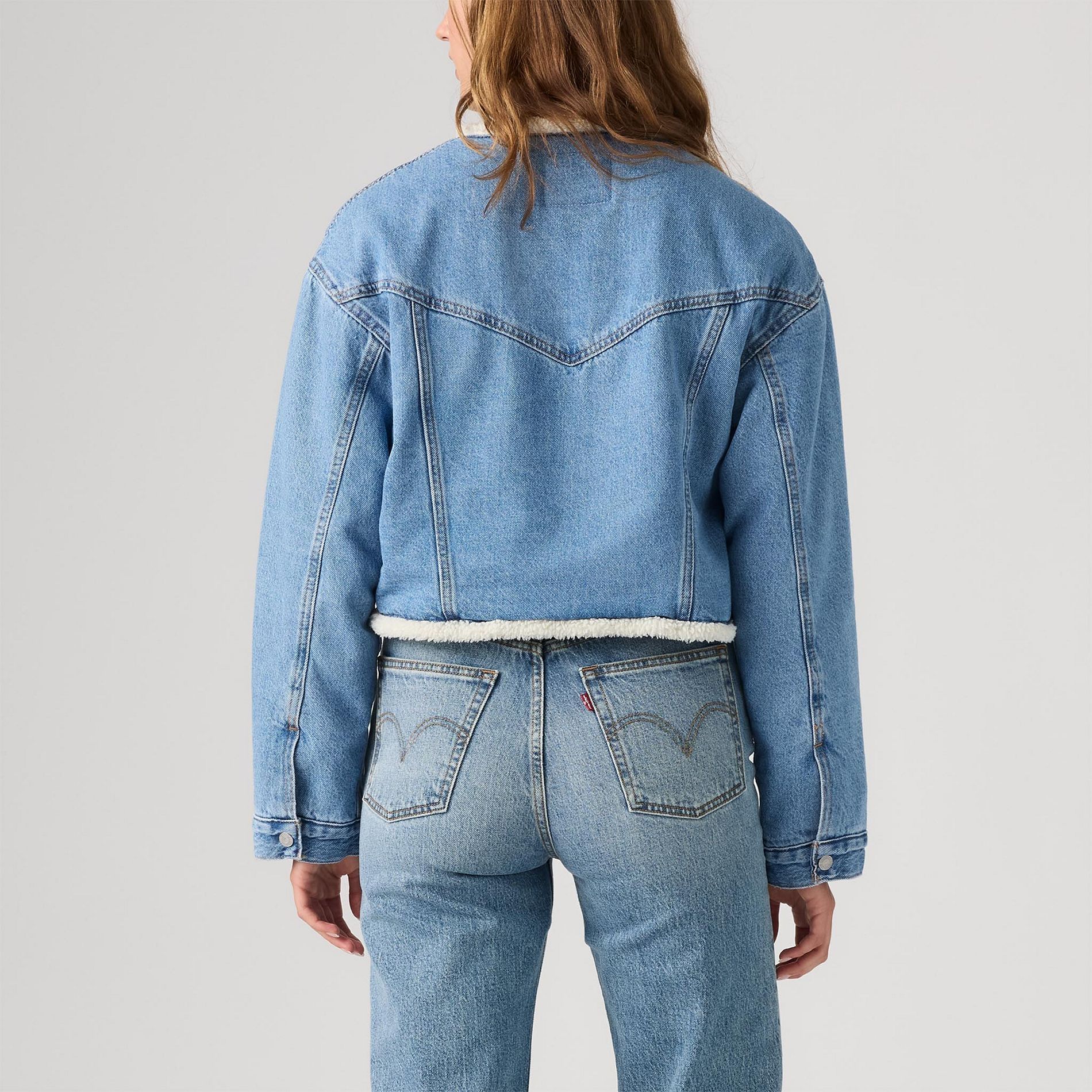 Veste camionneur rétrécie en sherpa sans col années 90 pour femmes, Levi’s