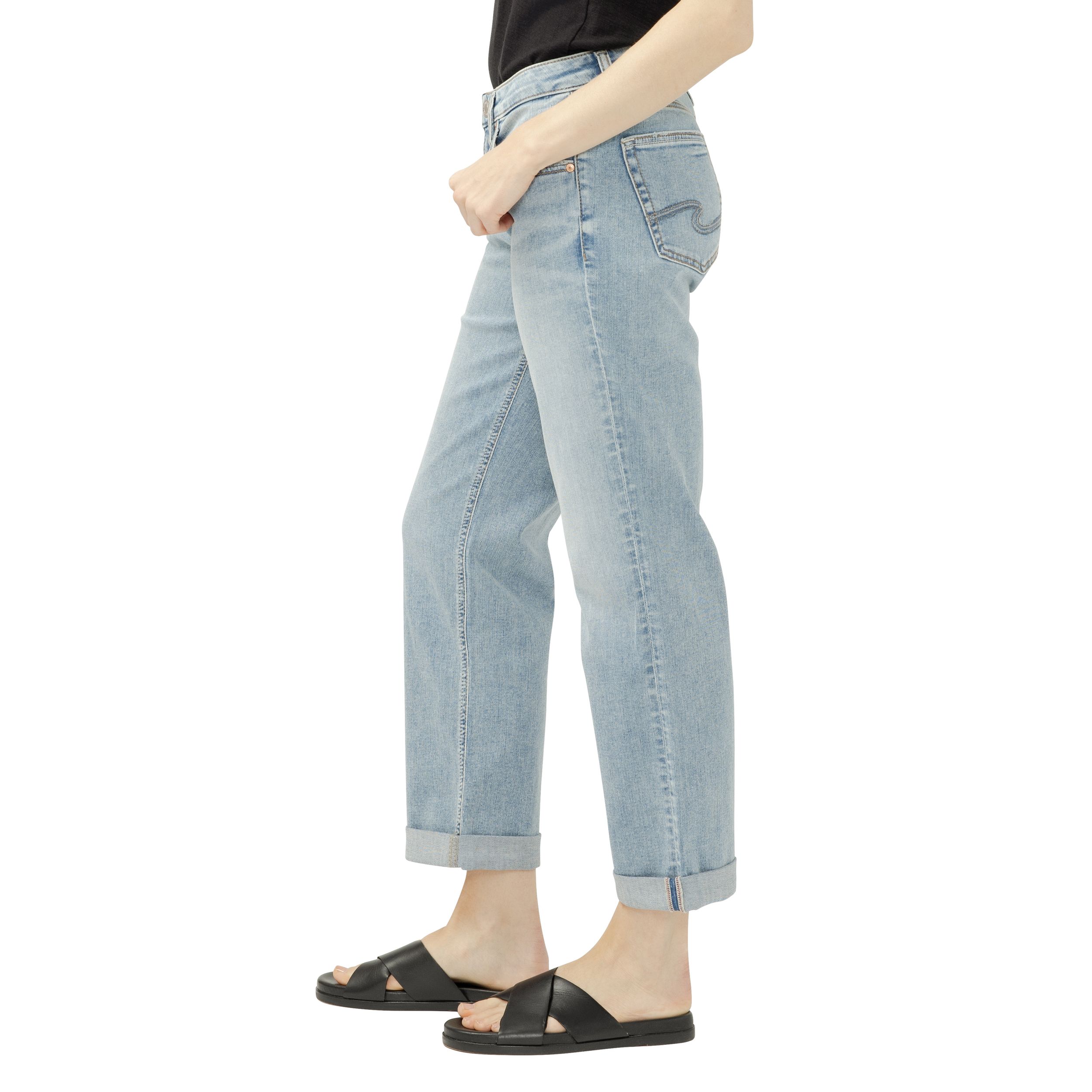 Jean coupe boyfriend avec revers pour femmes, Chelsea, Silver
