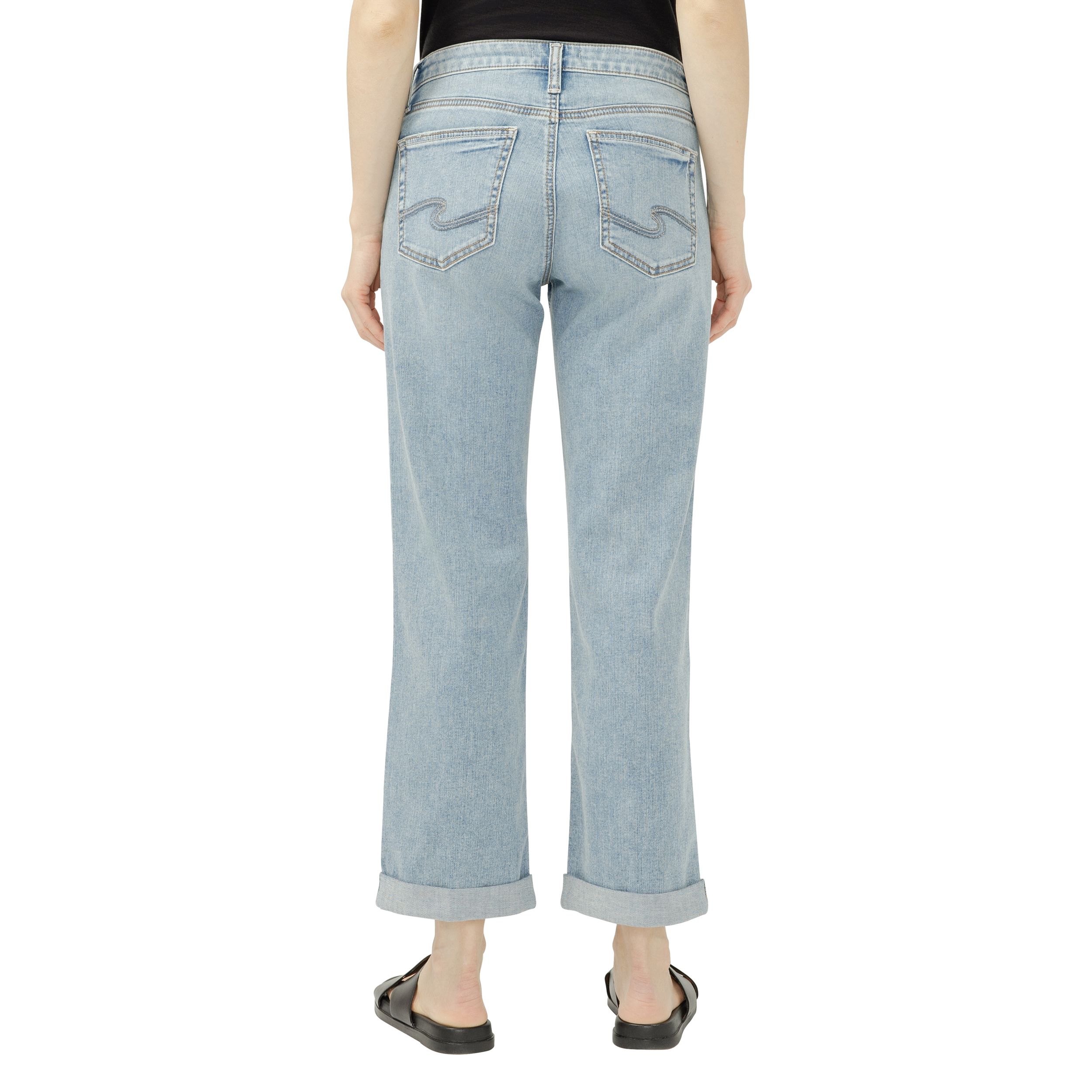 Jean coupe boyfriend avec revers pour femmes, Chelsea, Silver