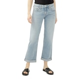 Jean coupe boyfriend avec revers pour femmes, Chelsea, Silver Front_Flat