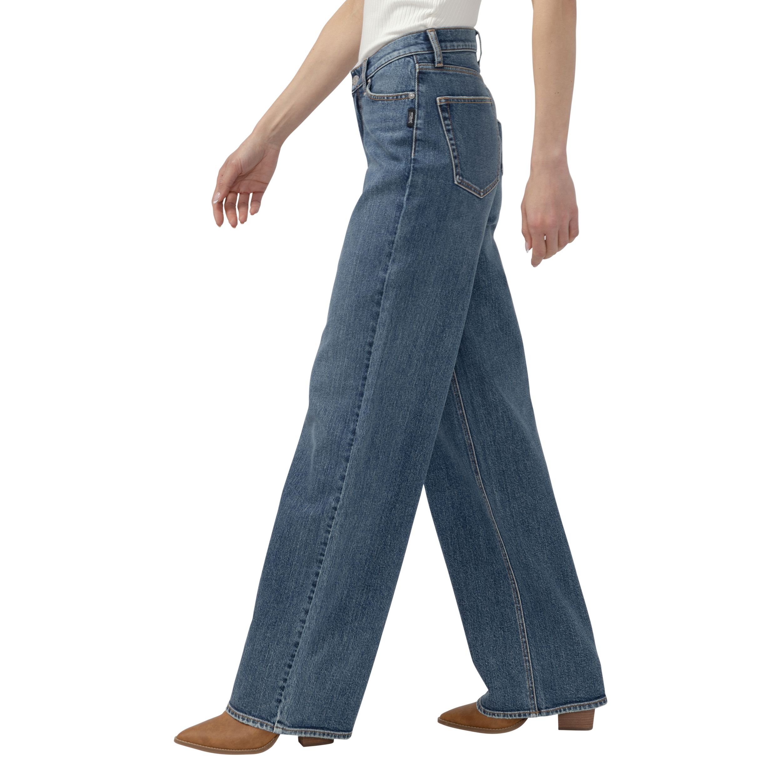 Silver Women's V-Front Curve Wide Leg Jeans