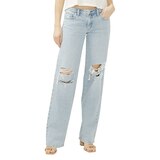 Silver Women's Loose Low Straight Leg Jeans Front_Flat