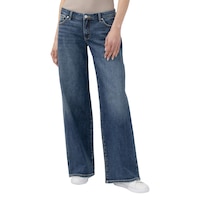 Jean à coupe ample et à taille basse pour femmes, Silver