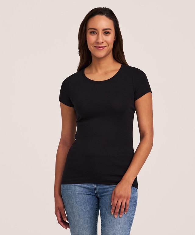 T-shirt ajusté à col ras du cou pour femmes, Denver Hayes