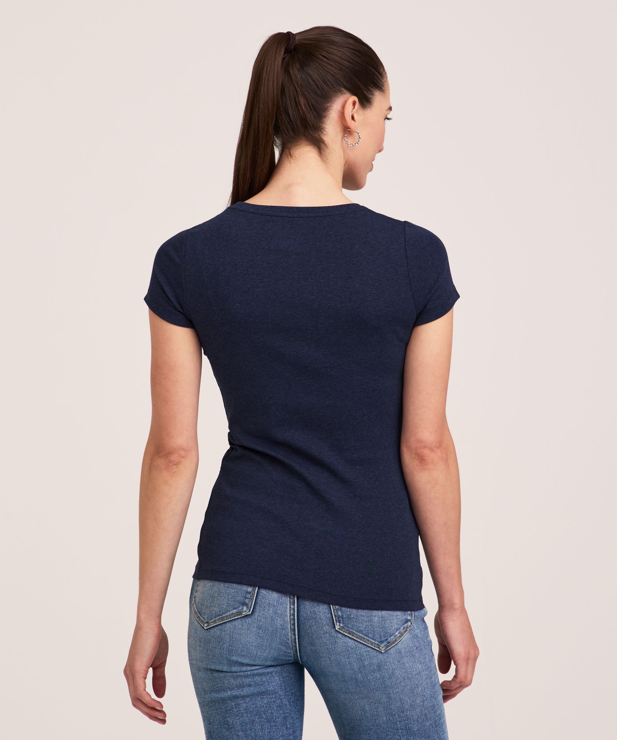 T-shirt ajusté à col ras du cou pour femmes, Denver Hayes