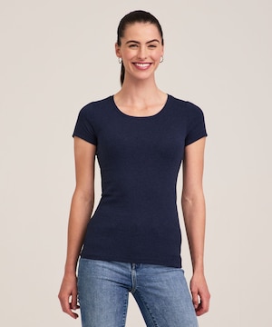 T-shirt ajusté à col ras du cou pour femmes, Denver Hayes