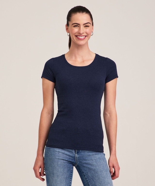 T-shirt ajusté à col ras du cou pour femmes, Denver Hayes