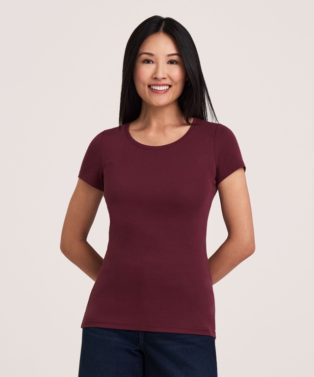 T-shirt ajusté à col ras du cou pour femmes, Denver Hayes