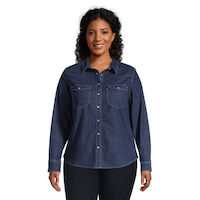 Levi's Women's Ultimate Western Minds Eye Denim Button Up Shirt Front_Flat