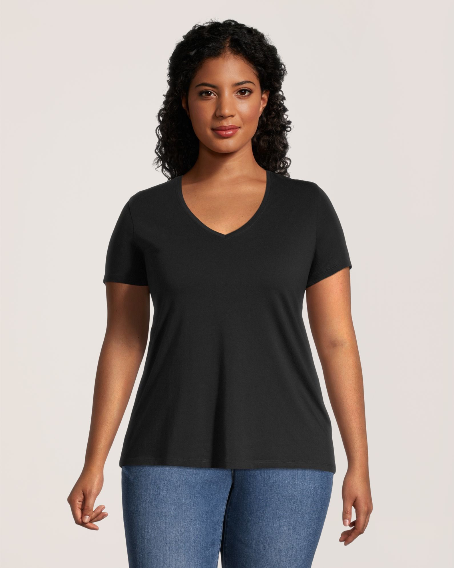 T-shirt semi-ajusté à encolure en V pour femmes, Denver Hayes