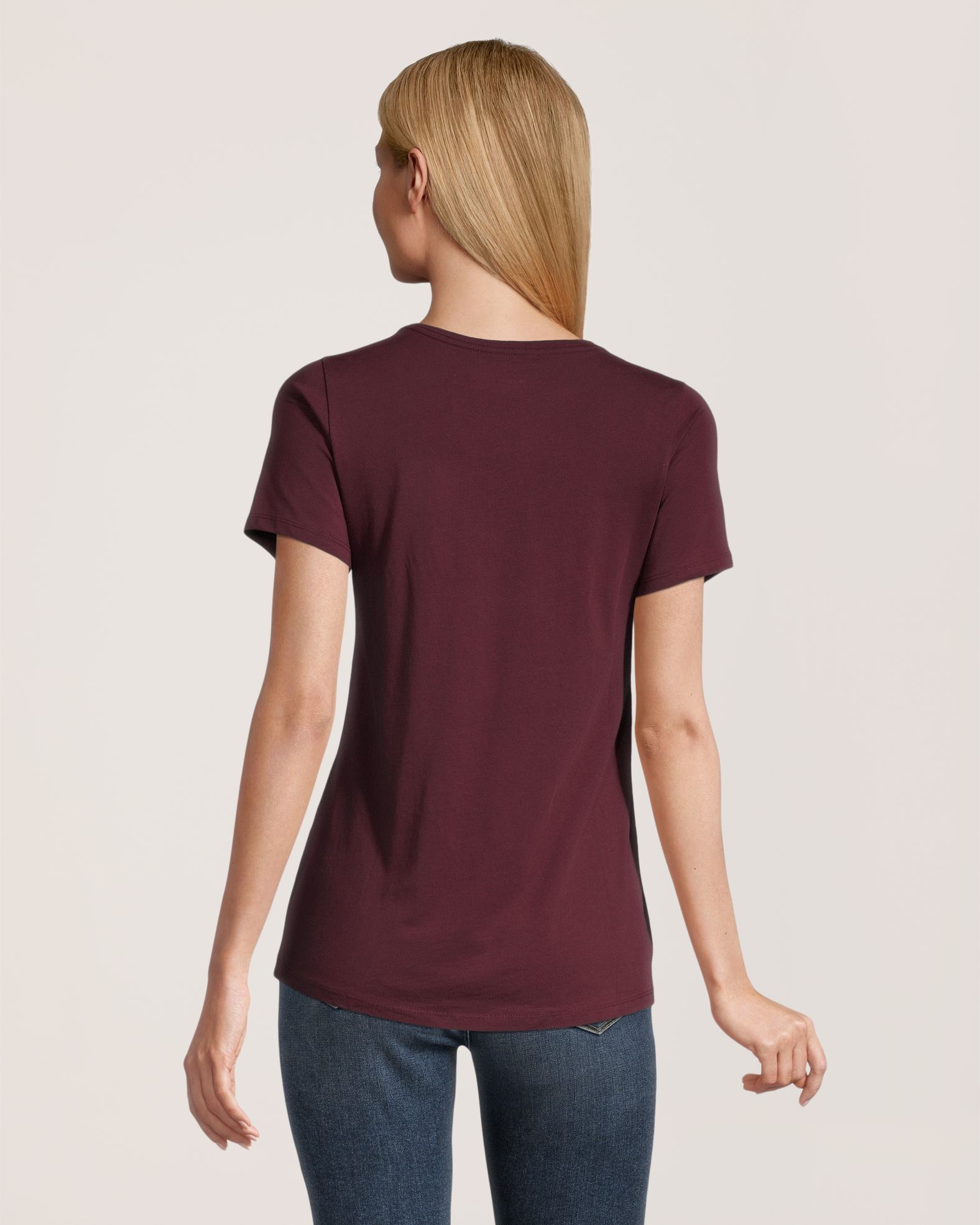 T-shirt semi-ajusté à encolure en V pour femmes, Denver Hayes