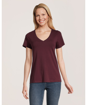 T-shirt semi-ajusté à encolure en V pour femmes, Denver Hayes