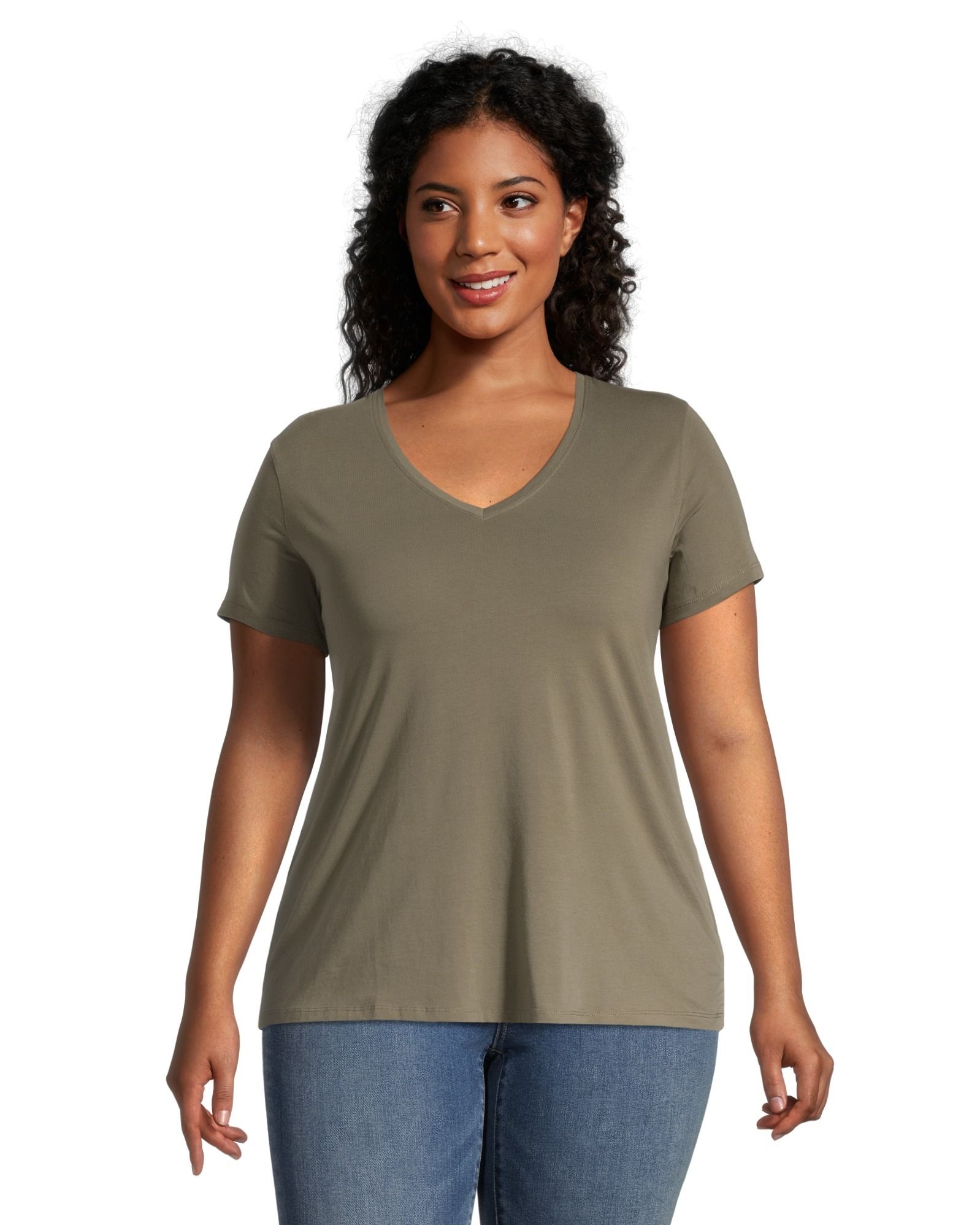 T-shirt semi-ajusté à encolure en V pour femmes, Denver Hayes