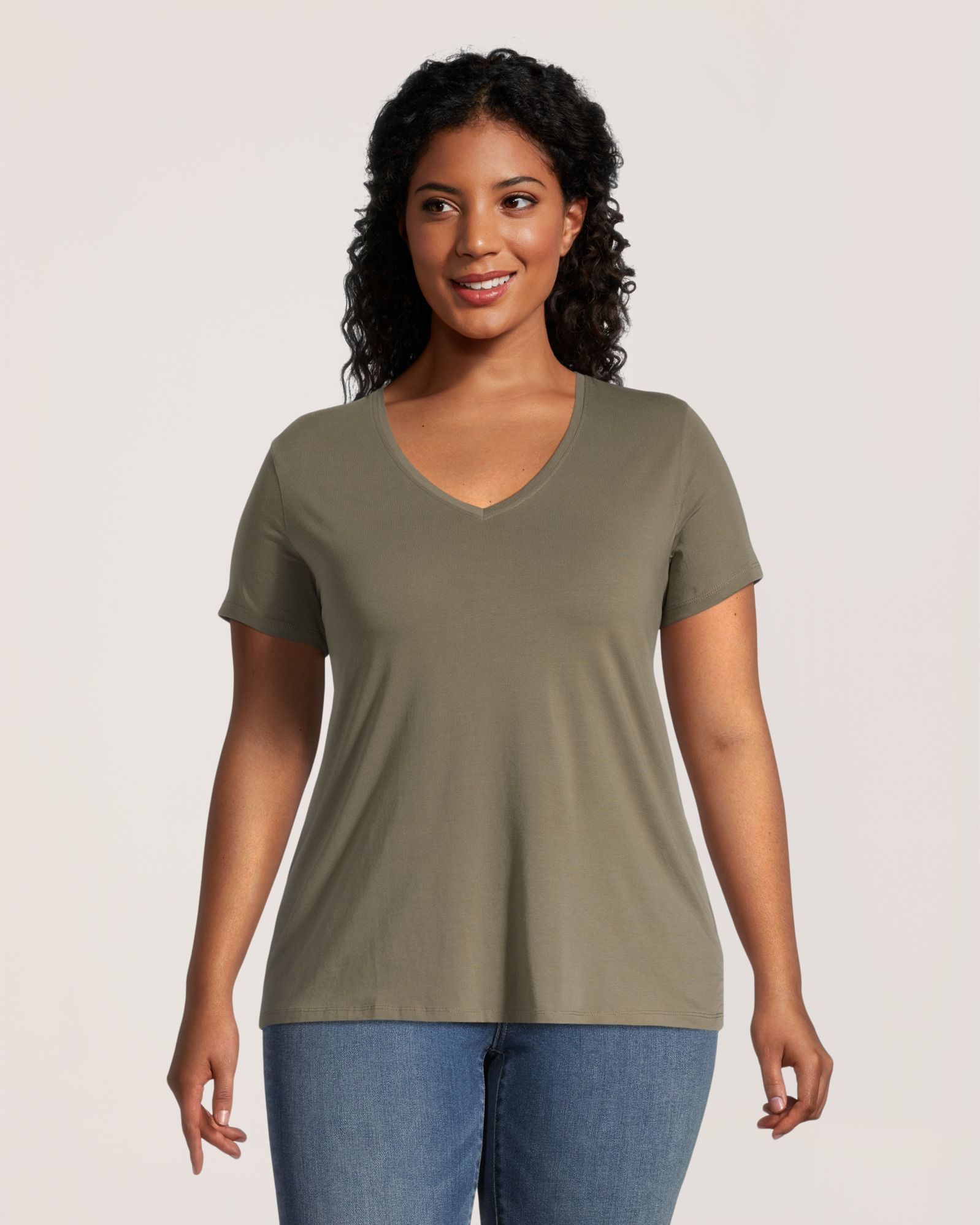 T-shirt semi-ajusté à encolure en V pour femmes, Denver Hayes