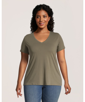 T-shirt semi-ajusté à encolure en V pour femmes, Denver Hayes