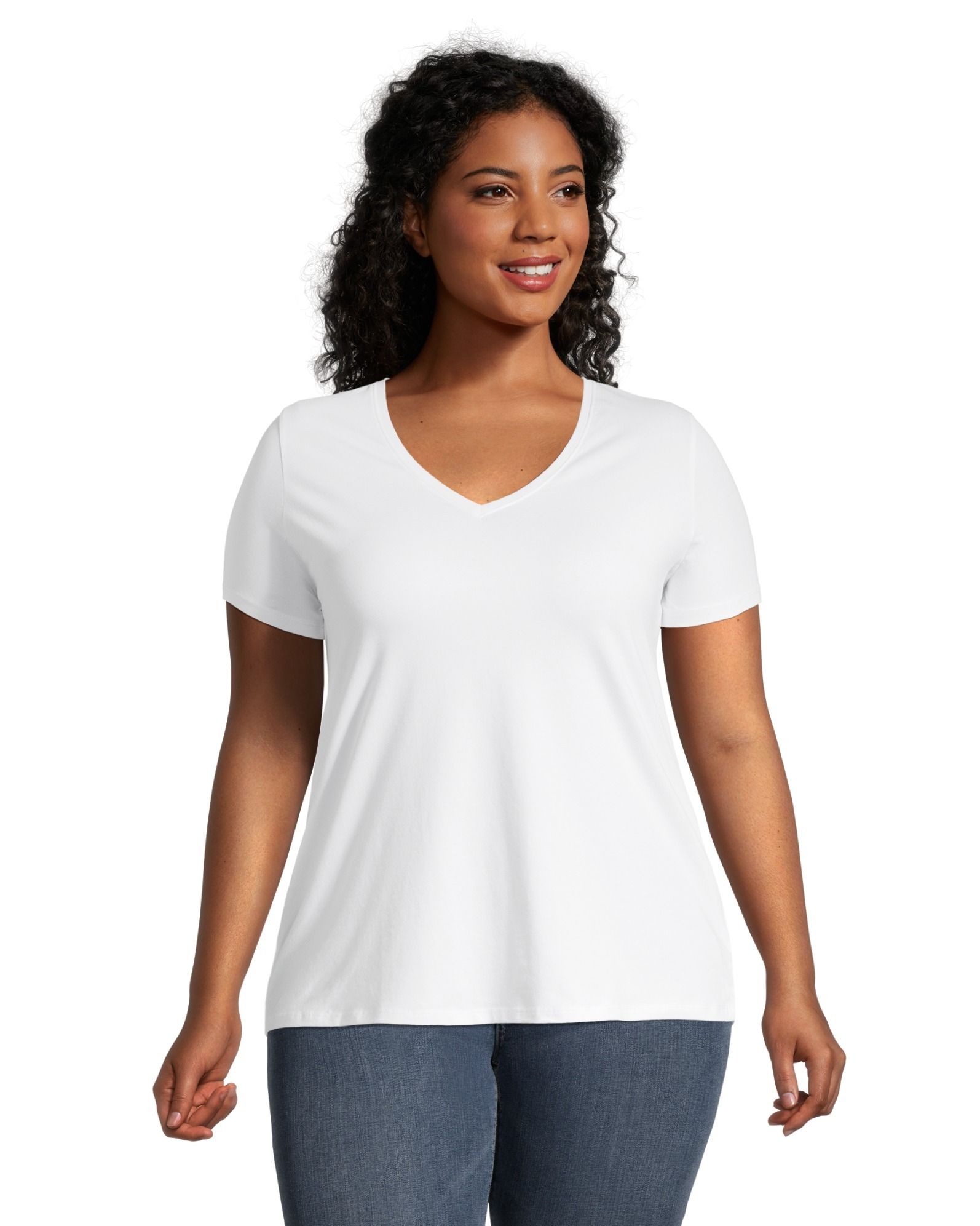 T-shirt semi-ajusté à encolure en V pour femmes, Denver Hayes