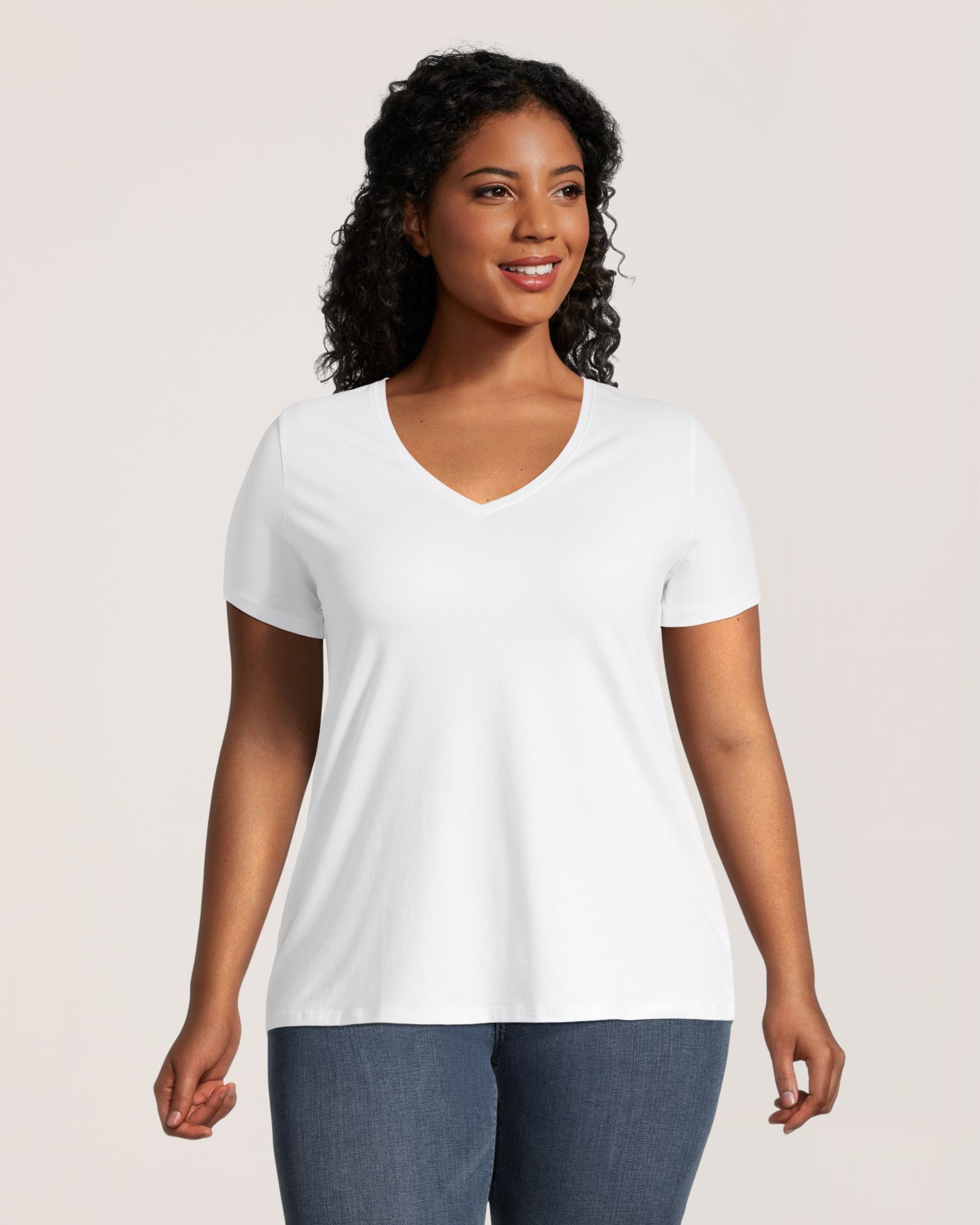 T-shirt semi-ajusté à encolure en V pour femmes, Denver Hayes