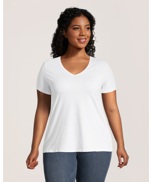 T-shirt semi-ajusté à encolure en V pour femmes, Denver Hayes