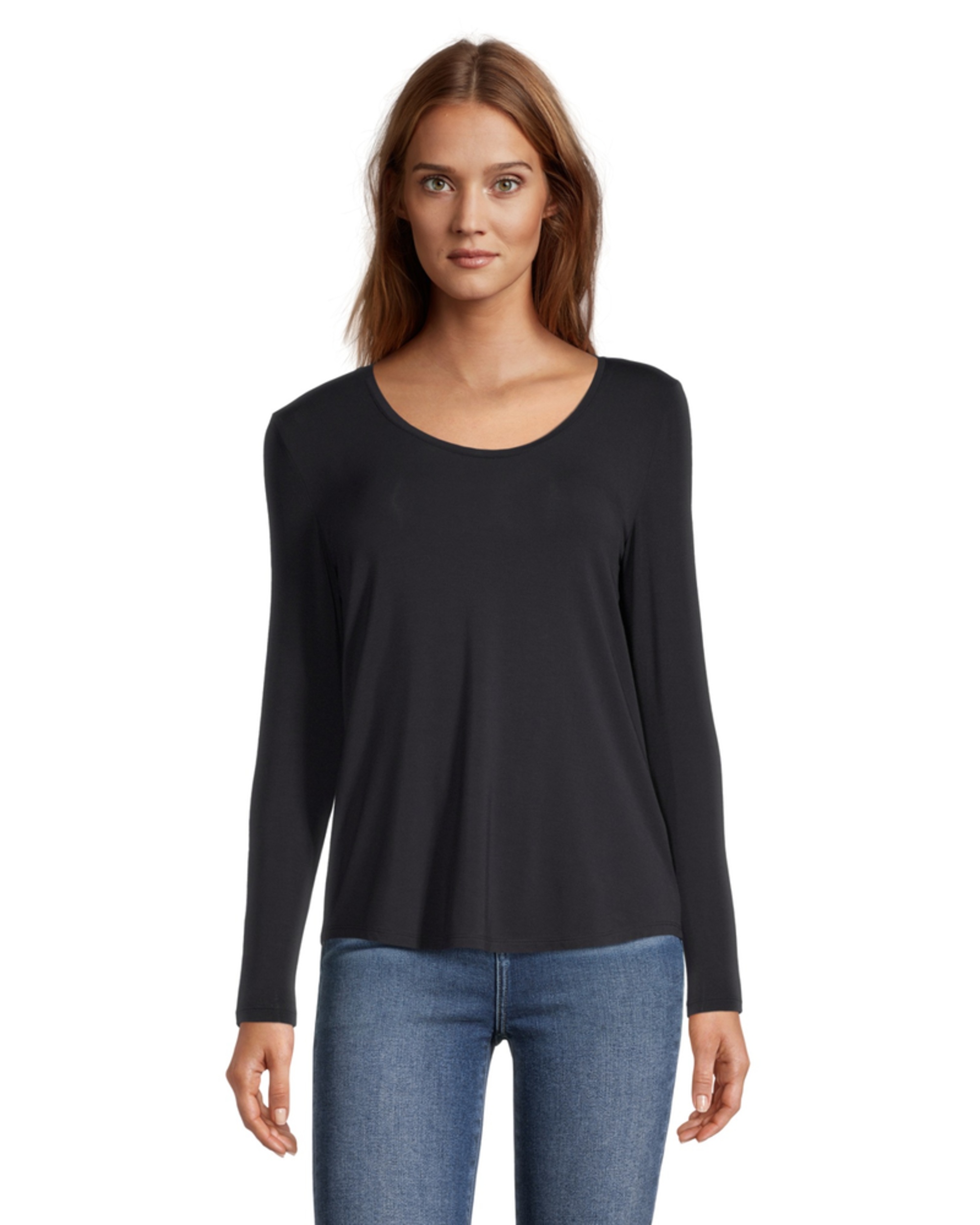 Denver Hayes Women's Long Sleeve Relaxed Fit Scoop Neck T Shirt | Marks