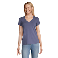 T-shirt semi-ajusté à encolure en V pour femmes, Denver Hayes Front_Flat