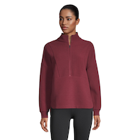 Shambhala Women's Relaxed Fit Quarter Zip Fleece Pullover Sweatshirt Front_Flat