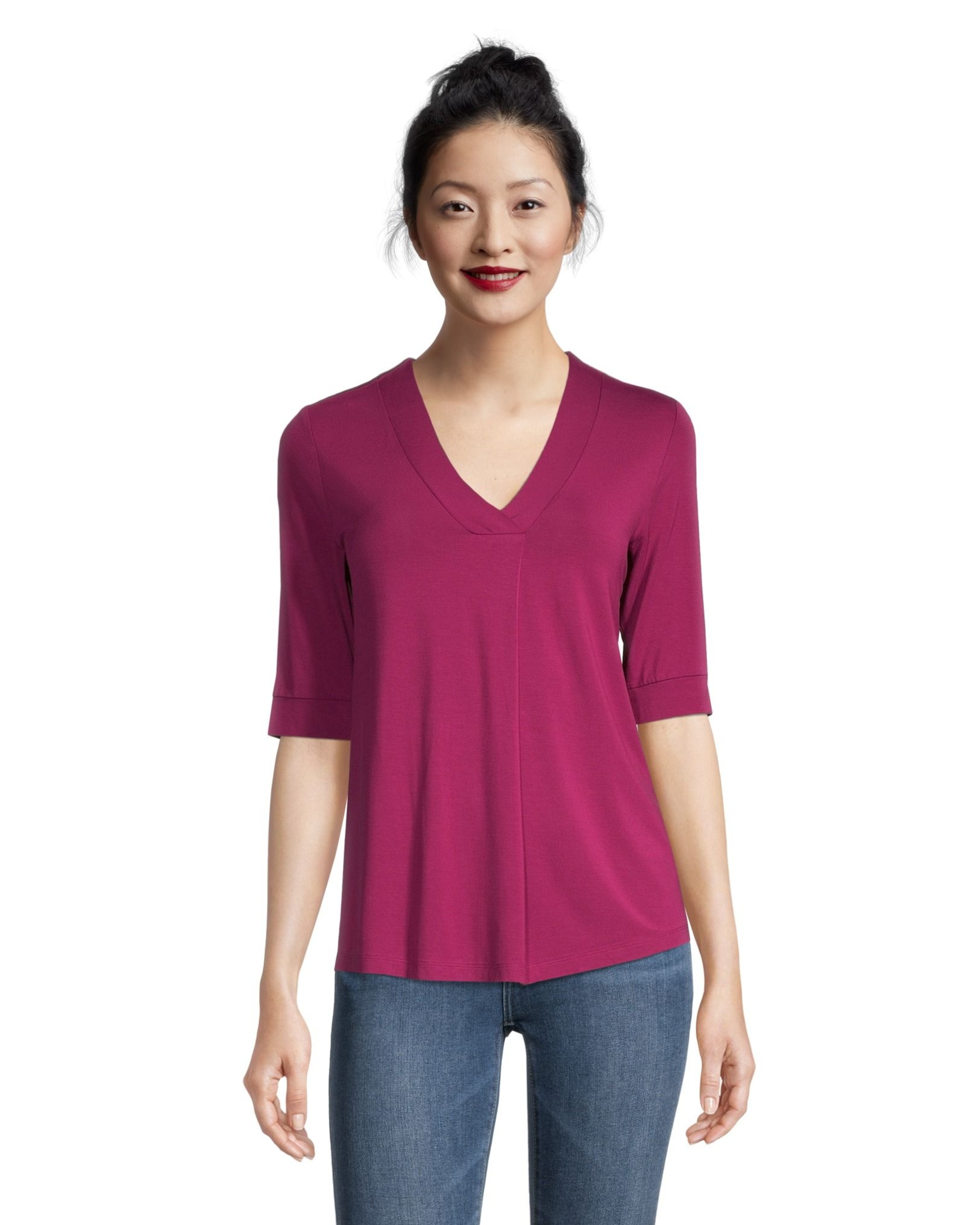 Denver Hayes Women's Pleat Detail Relaxed Fit VNeck Top Marks