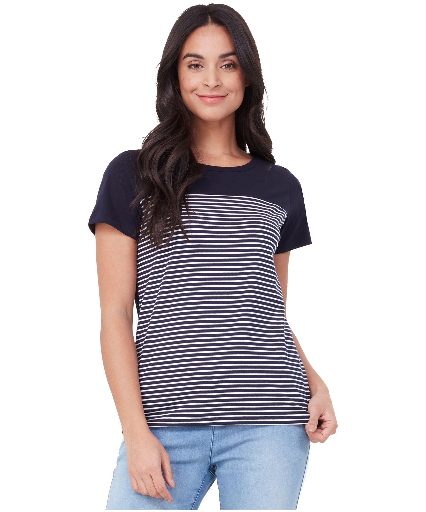 T-shirt rayé à bloc de couleur pour femmes, Lois, Sally