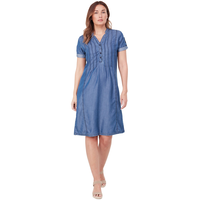 Robe en tencel d'aspect denim avec devant boutonné pour femmes, Lois, Kaithlyn Front_Flat