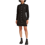 Levi's Women's Ellie Long Sleeve Button Up Jean Dress - Black Front_Flat