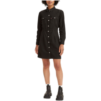 Levi's Robe en denim boutonnée à manches longues pour femmes, Ellie, noir Front_Flat