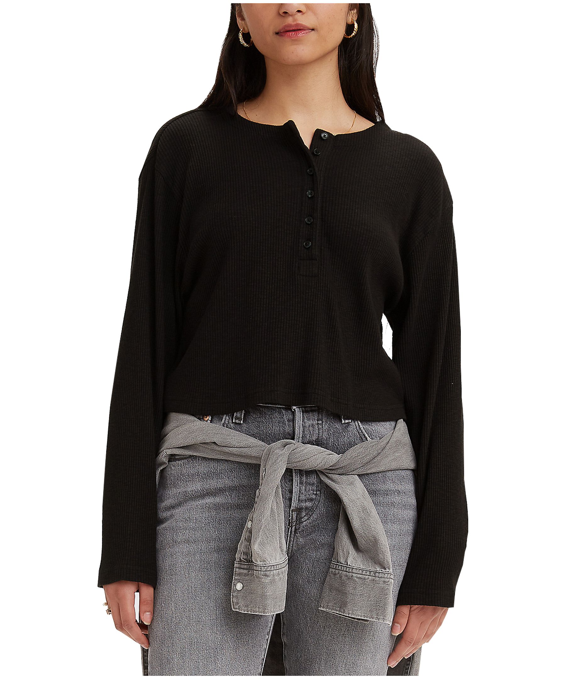 DOUBLE ZERO Women's Waffle Henley